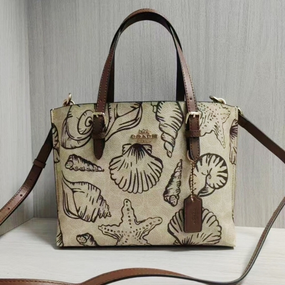 Coach Mollie Tote Bag 25 In Signature Canvas With Shell Print CBH63